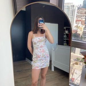 UO Silk Floral Mini Dress